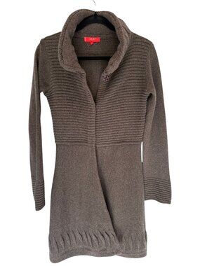 Lo Ri 80% Lambswool Long Cardigan Sweater Coat Brown Size S